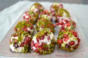 Recette Bouchées apéritives au fromage frais, grenade et pistaches