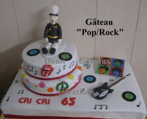 Recette Gâteau "Pop/Rock" en Pâte à Sucre (Thème Beattles, Rolling Stones, Peace and Love)
