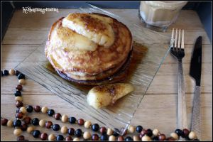 Recette Dejeuner en paix avec Maeva pour la Bataille Food #61 : pancakes aux  poires à la fève tonka