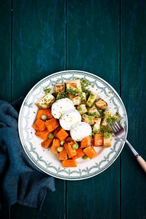 Recette Céléri rave et butternut rôtis avec chapelure aux herbes