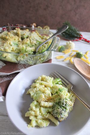 Recette { En attendant Noël } Gratin de macaroni, brocoli et chou-fleur (vegan)