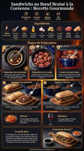 Recette Sandwichs au Boeuf Braisé à la Coréenne : recette Gourmande