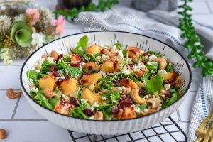 Recette Salade de coing rôti, quinoa et roquette