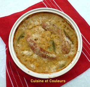 Recette Haricots blancs, saucisses de Toulouse au four
