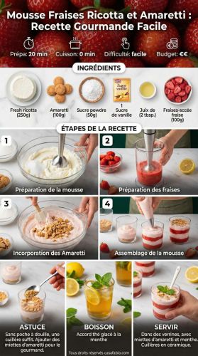 Recette Mousse Fraises Ricotta et Amaretti : recette Gourmande Facile