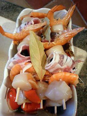 Recette Brochettes marinées de fruits de mer