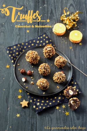 Recette Truffes {Chocolat & Noisettes} #Noël vegan