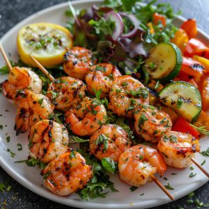 Recette Brochettes de crevettes au citron : Recette facile et savoureuse