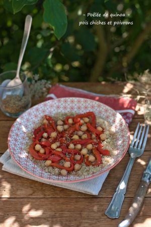 Recette Poêlée de quinoa, pois chiches, poivrons