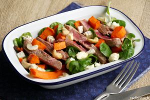 Recette Salade de gigot d’agneau au picodon et légumes rôtis