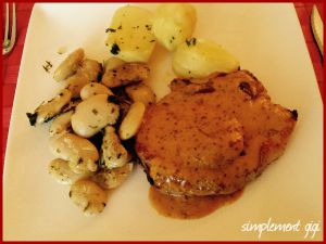 Recette Côté de Porc ,sauce moutarde à l'ancienne et Haricots de Soissons