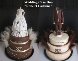 Recette Wedding Cake Duo "Robe et Costume" en Pâte à Sucre