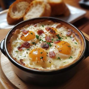 Recette Découvrez la Recette Réconfortante : Œufs Cocotte au Reblochon et Lardons, un Délice Irresistible!