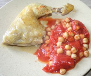 Recette Cuisse de poulet aux tomates et pois-chiches au cumin
