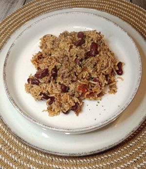 Recette Riz à la viande hachée et haricots rouges au Cookéo