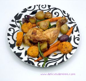 Recette Cuisses de poulet et légumes au four