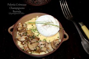 Recette Polenta crémeuse, champignons et burrata