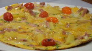 Recette Omelette aux oignons et jambon