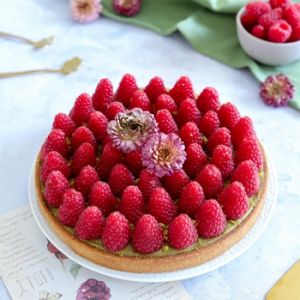 Recette Tarte framboise pistache {vegan}