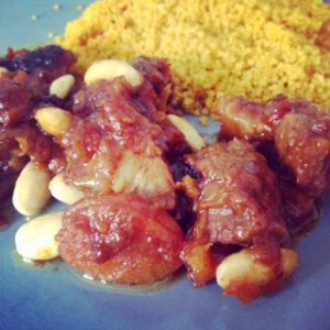 Recette Tajine d'agneau aux abricots secs et aux amandes