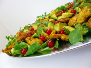 Recette Salade de poulet avocats groseilles