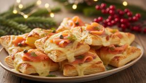 Recette Pâte feuilletée, fromage et saumon : la recette apéritive qui surpasse tous les toasts de Noël