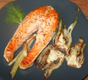 Recette Darne de saumon et fenouil flambé·es au pastis à la plancha