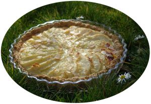 Recette Tarte sucrée-salée aux poires, jambon fumé & parmesan - IG Bas