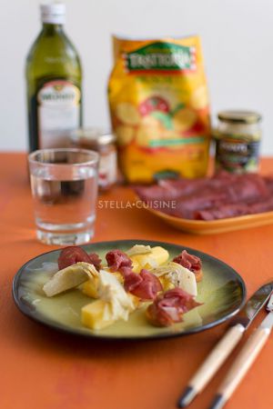Recette Polenta, artichauts, bresaola et sauce arrabiata