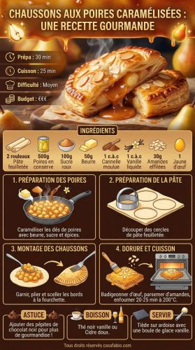 Recette Chaussons aux poires caramélisées : une recette gourmande