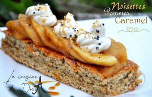 Recette Moelleux aux noisettes, lit de pommes et sa chantilly