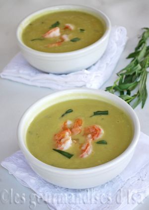 Recette Soupe d'avocat, aux crevettes et à l'estragon