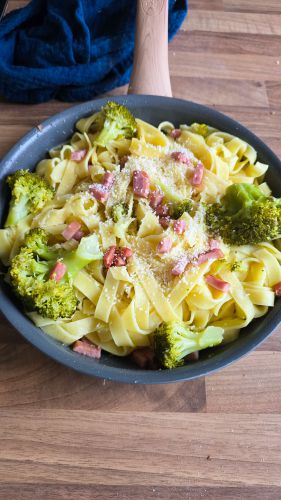 Recette Tagliatelles lardons brocolis