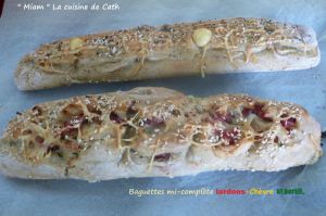 Recette Baguettes mi-complète lardons-Chèvre et persil