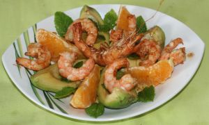 Recette Salade de gambas, avocat, orange