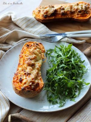 Recette Courge butternut farcie aux poireaux & chorizo