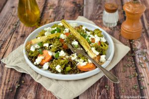 Recette Lentilles du Puy, légumes rôtis et fromage de brebis