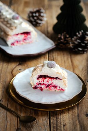 Recette Pavlova roulée aux cranberries pour Noël
