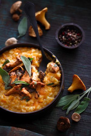 Recette Risotto à la courge et aux chanterelles