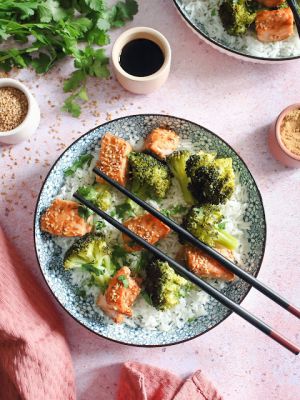 Recette Saumon épicé et brocoli vapeur