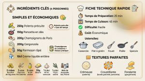 Recette Polenta gratinée recette : crémeuse, gorgonzola et pancetta