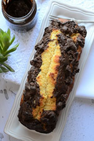 Recette Cake marbré pâte à tartiner chocolat café et crumble