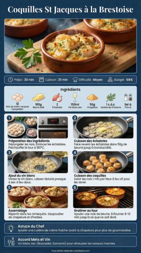 Recette Coquilles St Jacques à la Brestoise