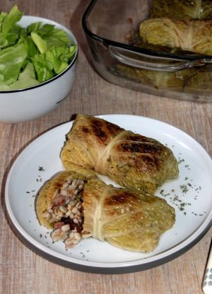 Recette Feuilles de chou farcies , orge et bacon