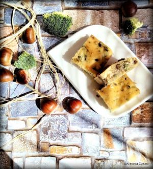 Recette Cake salé aux fleurs de  brocolis et marrons / Pastel salado con flores de brocoli y castañas