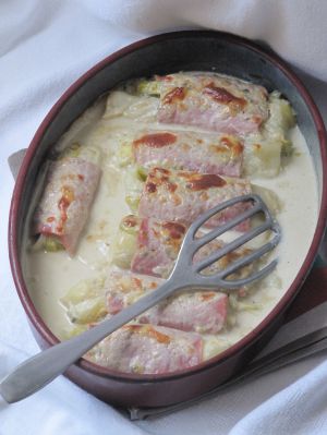 Recette Poireaux au jambon & au Roquefort