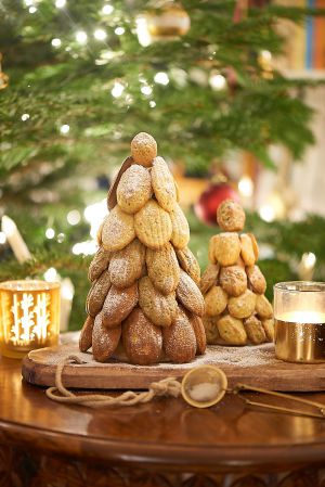 Recette Sapin de Noël en madeleines au thé matcha et pistache