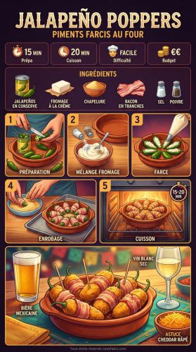 Recette Jalapeño Poppers : piments Farcis au Four