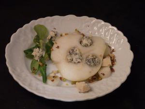 Recette Poire, pistache et fourme d’Ambert