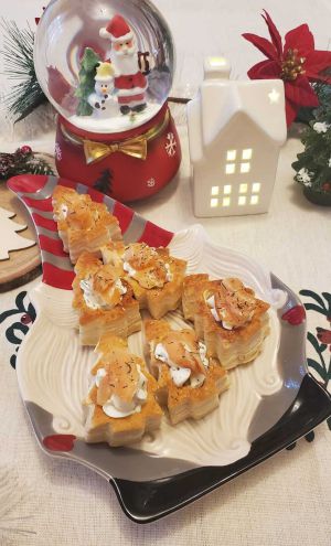 Recette Mini sapins feuilletés au Skyr, Boursin et saumon fumé